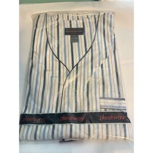 Vintage 60s 70s Mens PLEETWAY Cotton Pajamas‎ Set Stripe Windowpane  2X New
